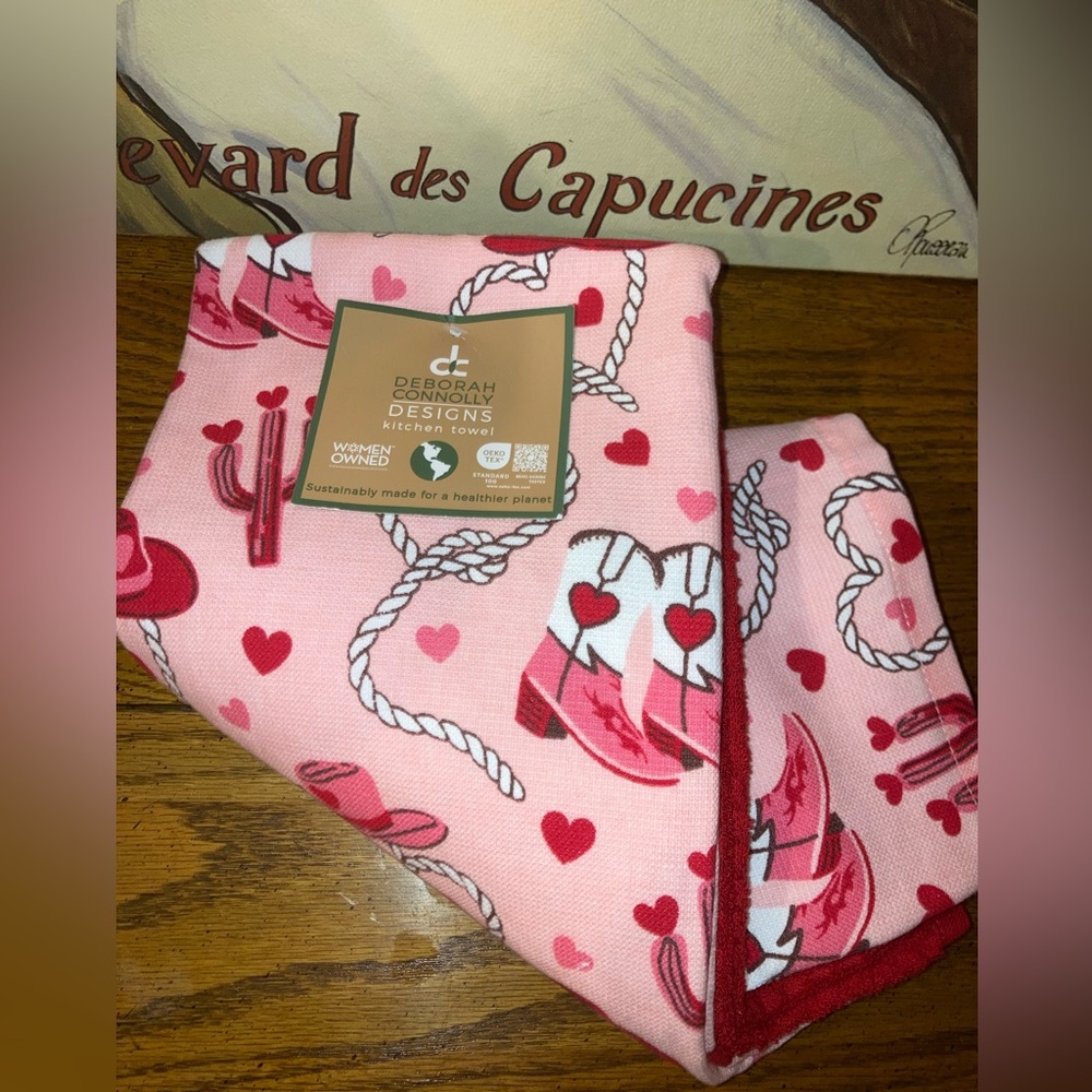 Kitchen Towel Set - 3, Cowgirl & Hearts  - NWT